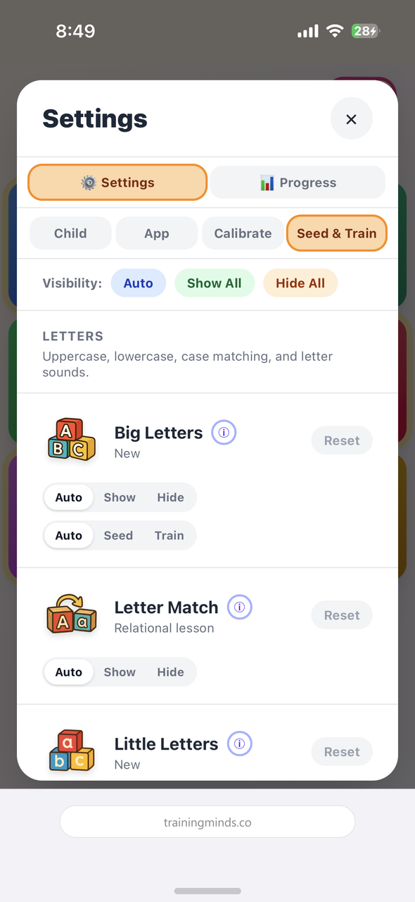 Training Minds app screenshot