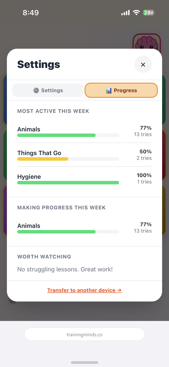 Training Minds app screenshot